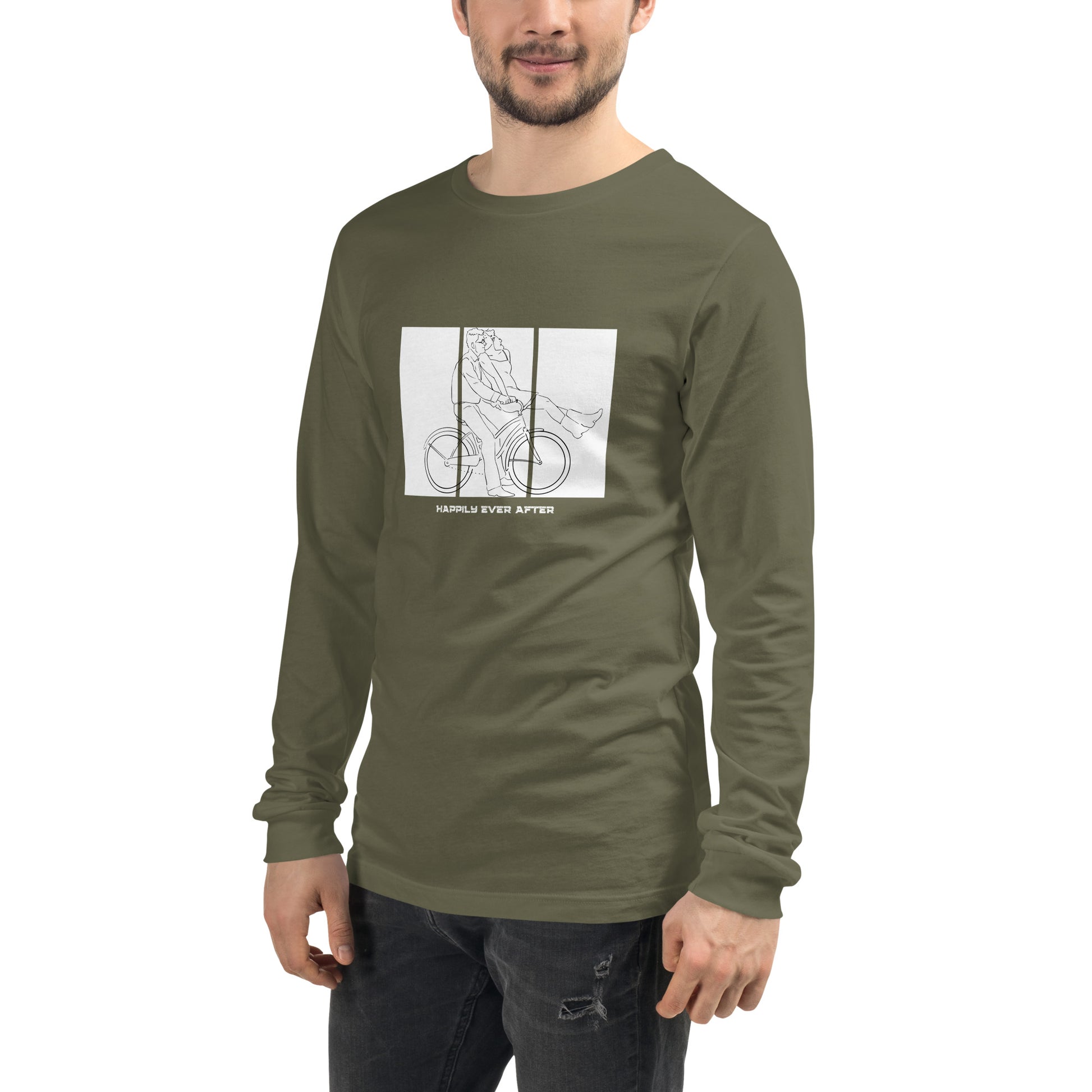 Ever After Long Sleeve Shirt - Left Placement by R.A. Apparel, image 23, front view, left-side angle, Red, size M, left placement.