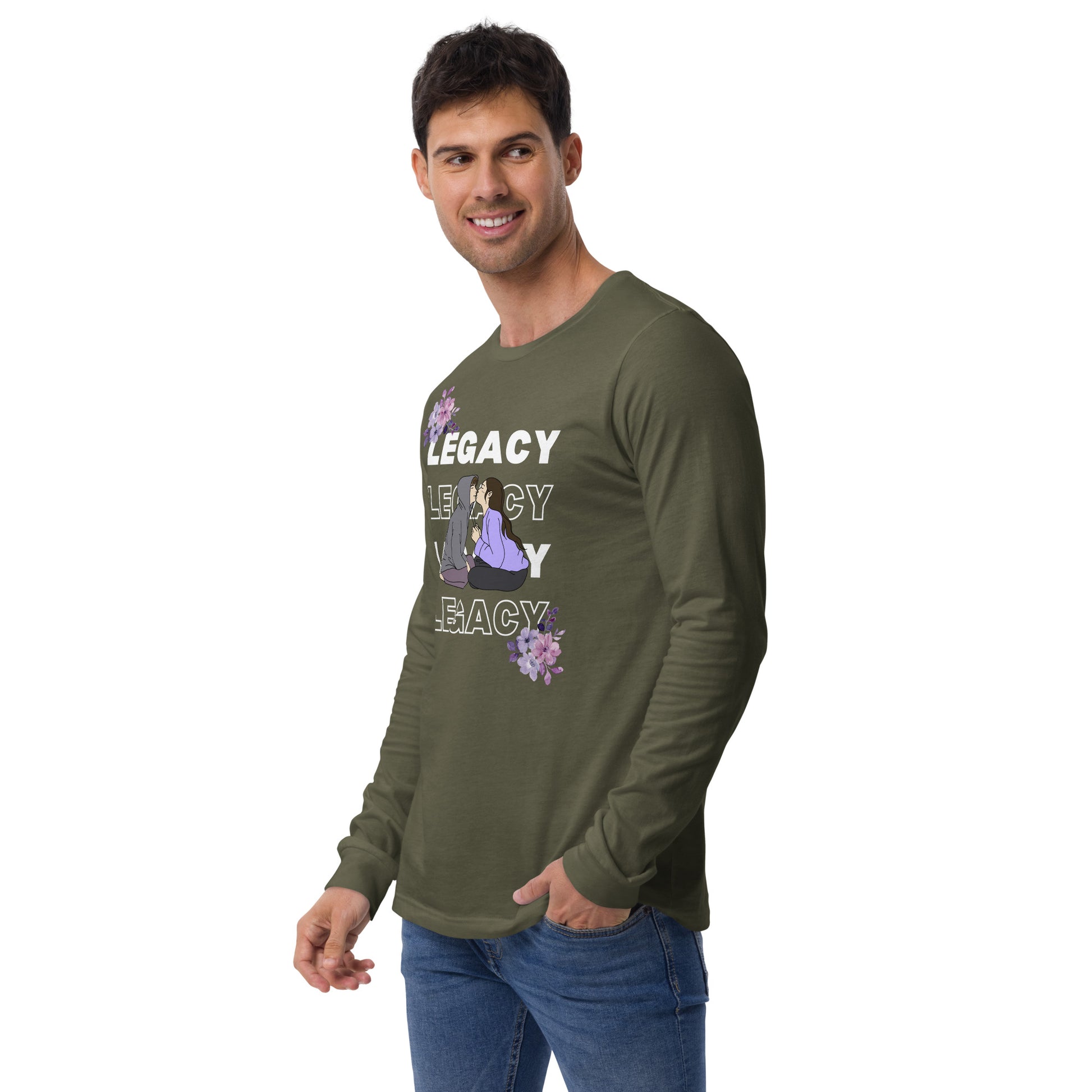 Heirloom Long Sleeve Shirt - Left Placement product image 8 in Black, size M, with front view, left-side angle and left placement.