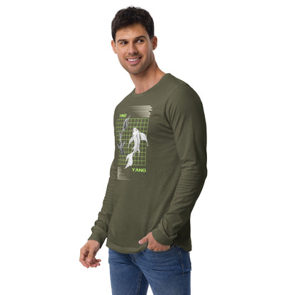 Equinoxe Long Sleeve Shirt image 22 in Red, size M, showing front view, left-side angle for the Ying and Yang design.