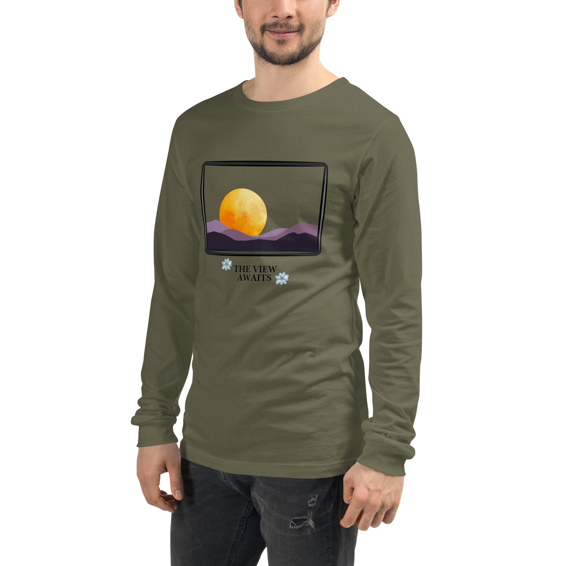 Avenor Long Sleeve Shirt by R.A. Apparel, image 65, front view, left-side angle, Storm, size 2XL, design placement.