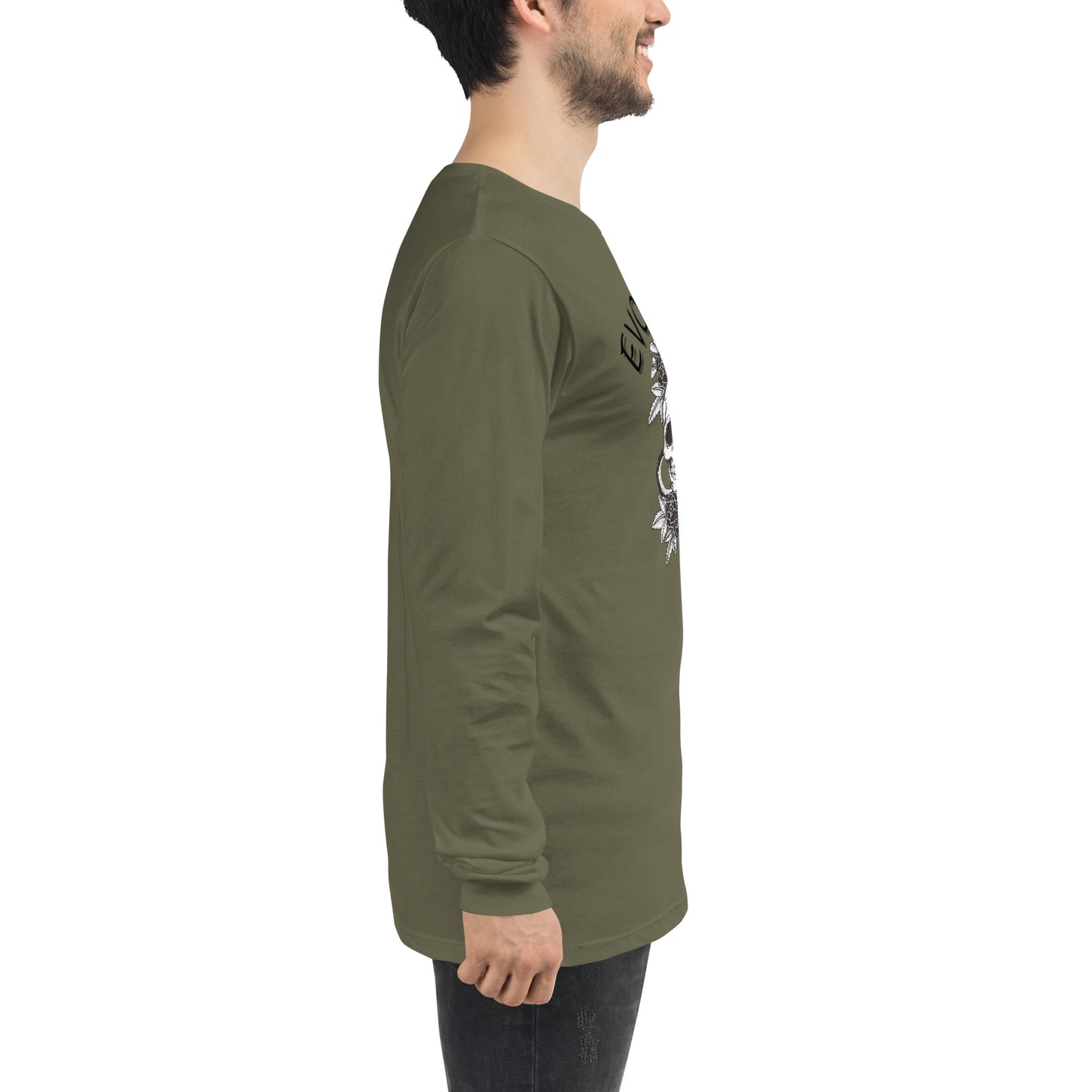 Evolution Long Sleeve Shirt - Left Placement by R.A. Apparel, image 22, right-side angle, Red, size S, left placement.