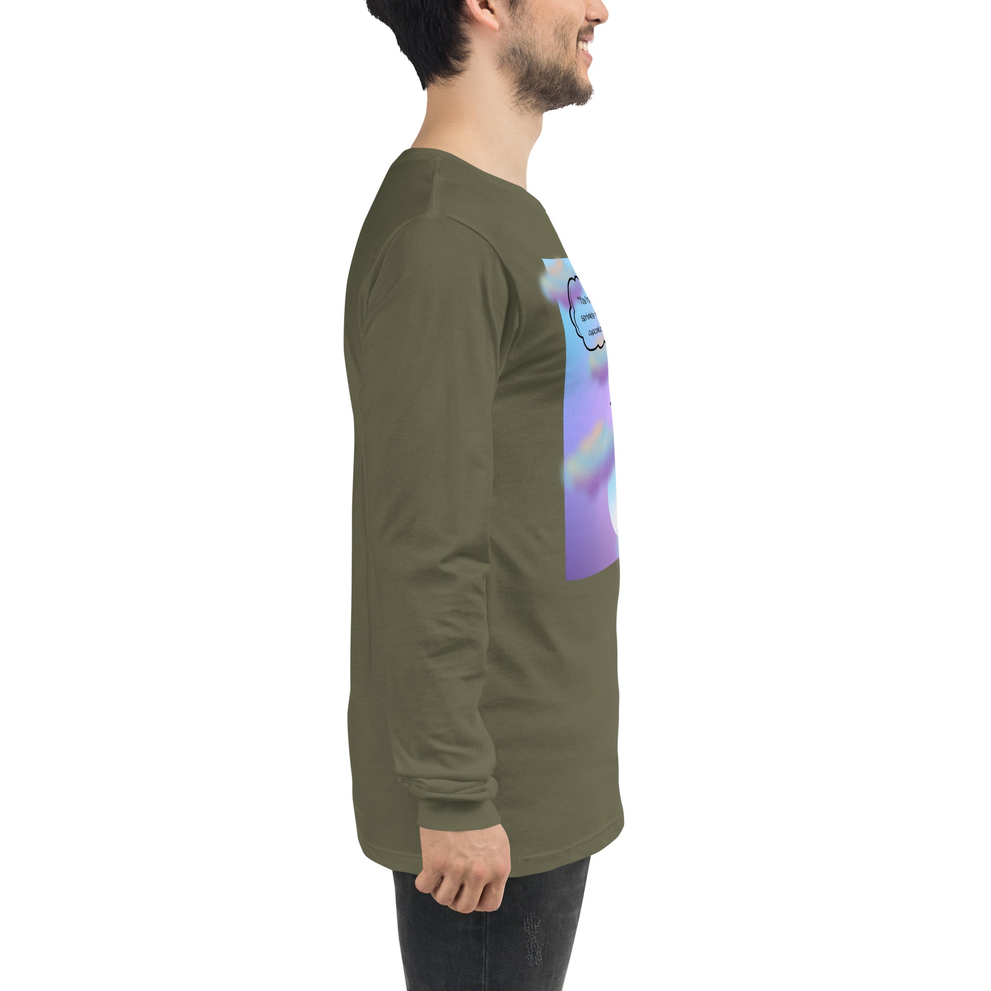 Image 22 of Red Sprinkle Theory Long Sleeve Shirt - Left Placement, size S, with You're the Sprinkle to My Cupcake artwork visible in right-side angle.