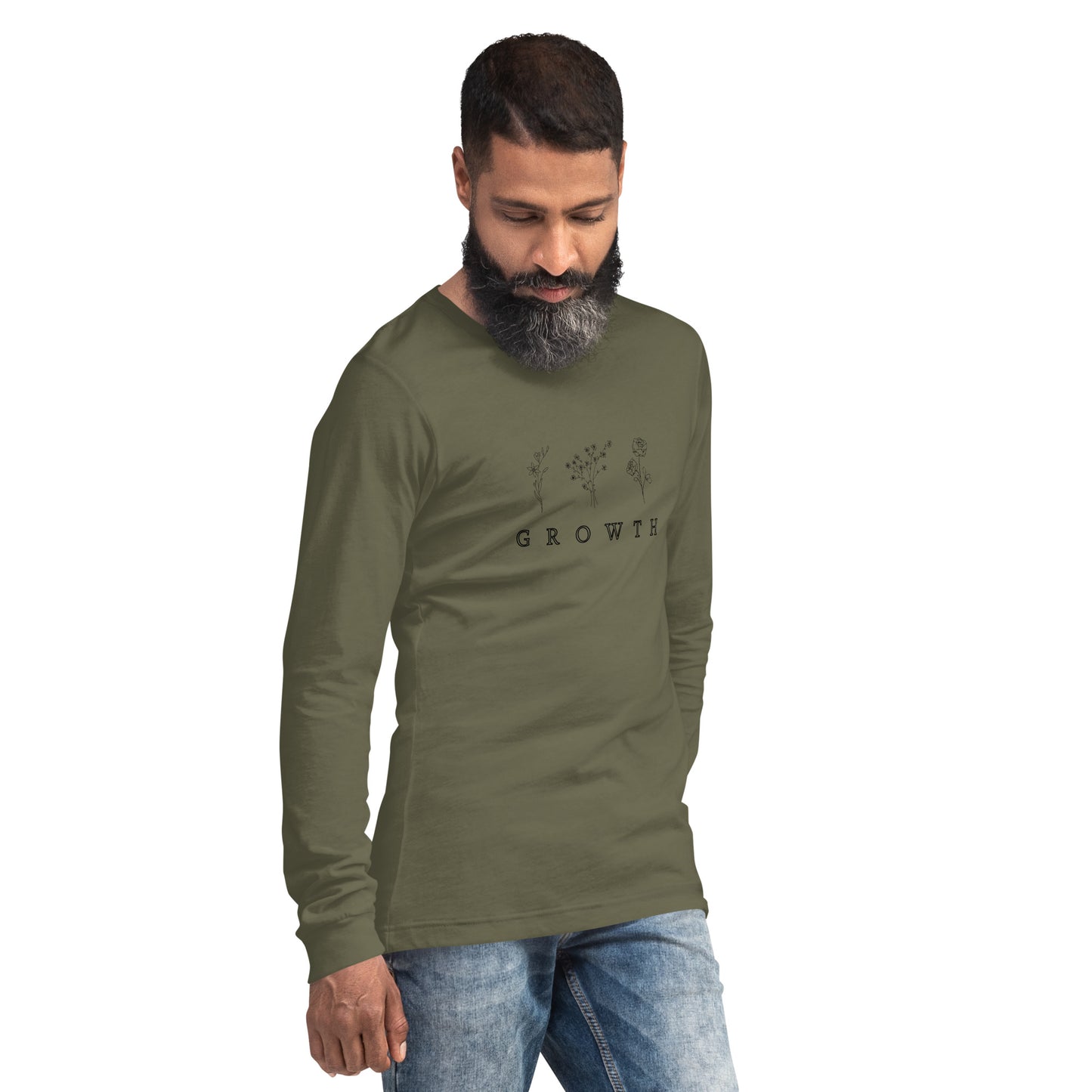 Growthline Long Sleeve Shirt - Left Placement by R.A. Apparel, image 16, front view, right-side angle, Maroon, size XS, left placement.
