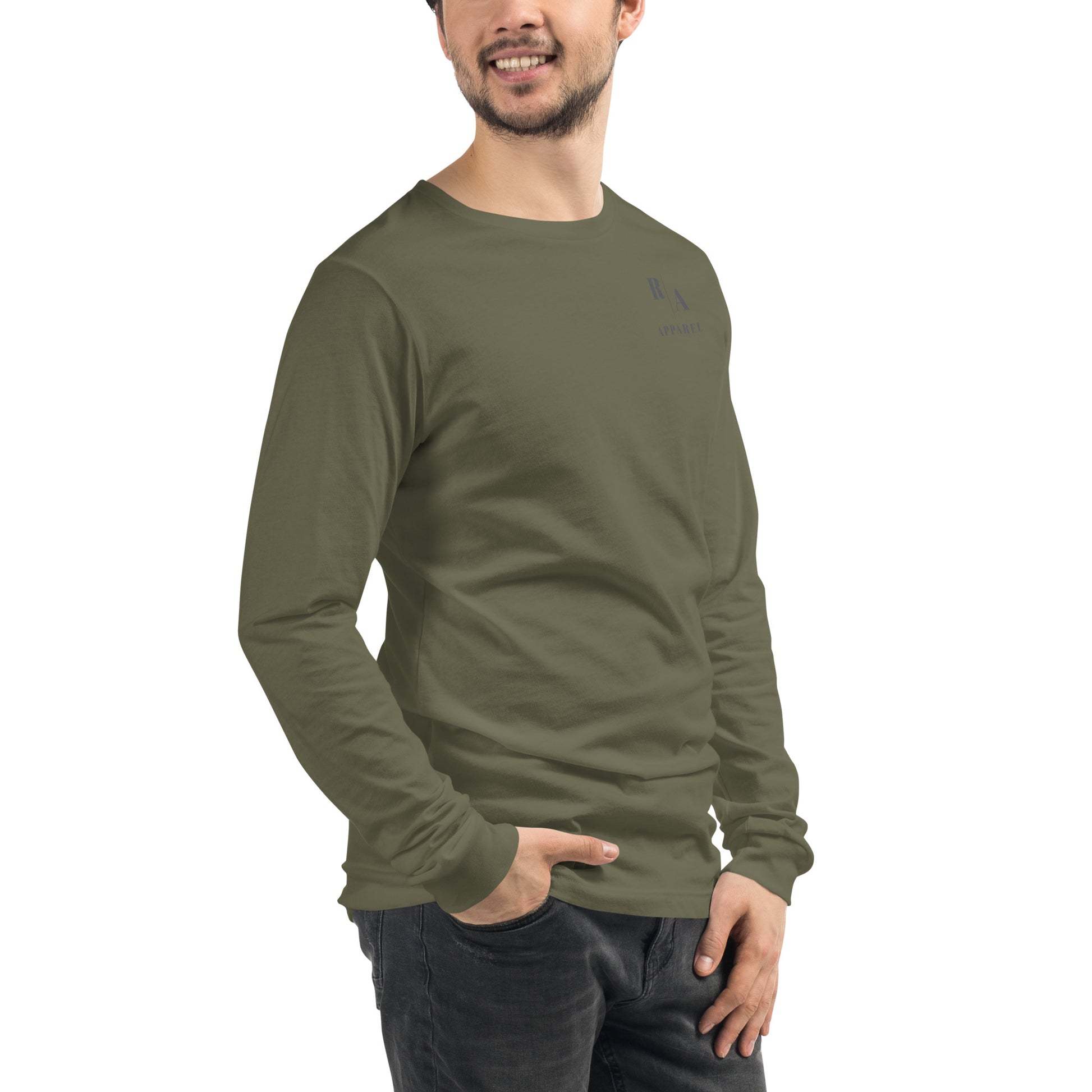 Image 6 of Navy Blind Signal Long Sleeve Shirt - Left Placement 39, size 2XL, with We Are Blind artwork visible in front view, right-side angle.