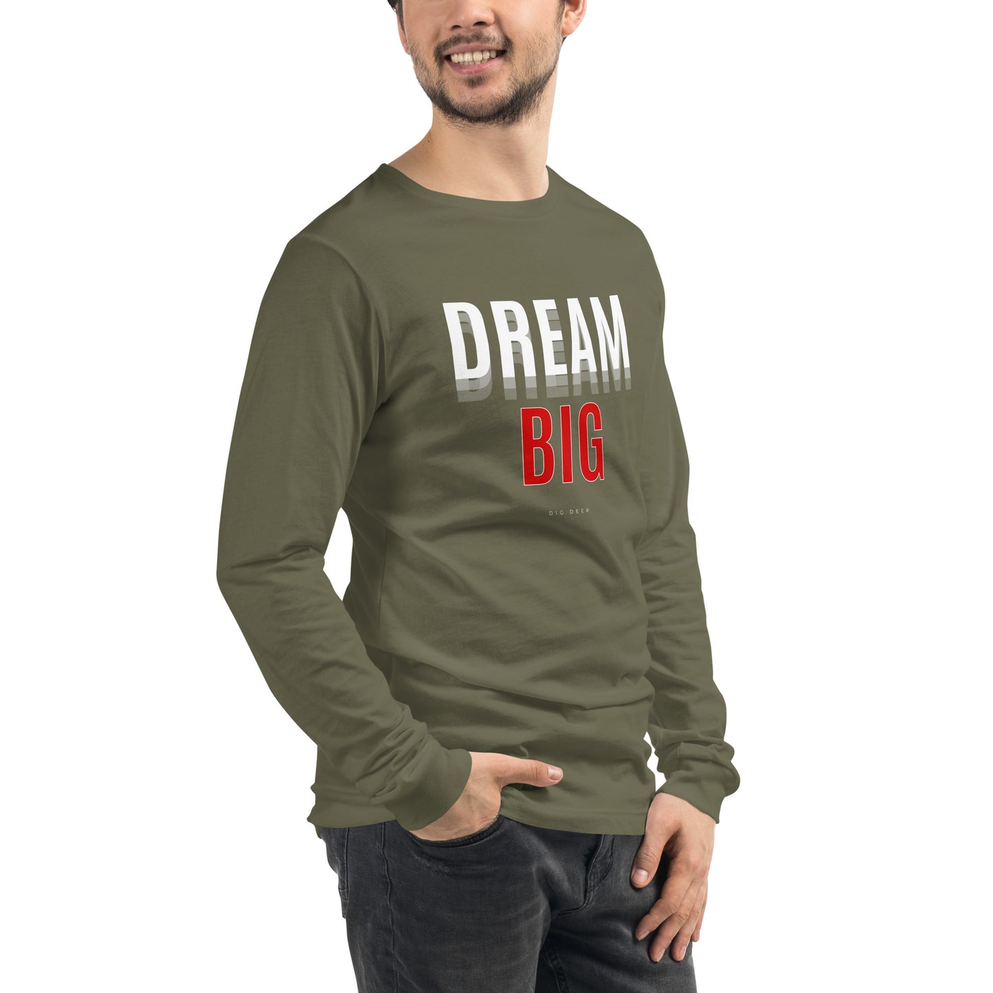 Skyline Dream Long Sleeve Shirt - Left Placement image 12 in Navy, size S, showing front view, right-side angle for the Dream Big design.
