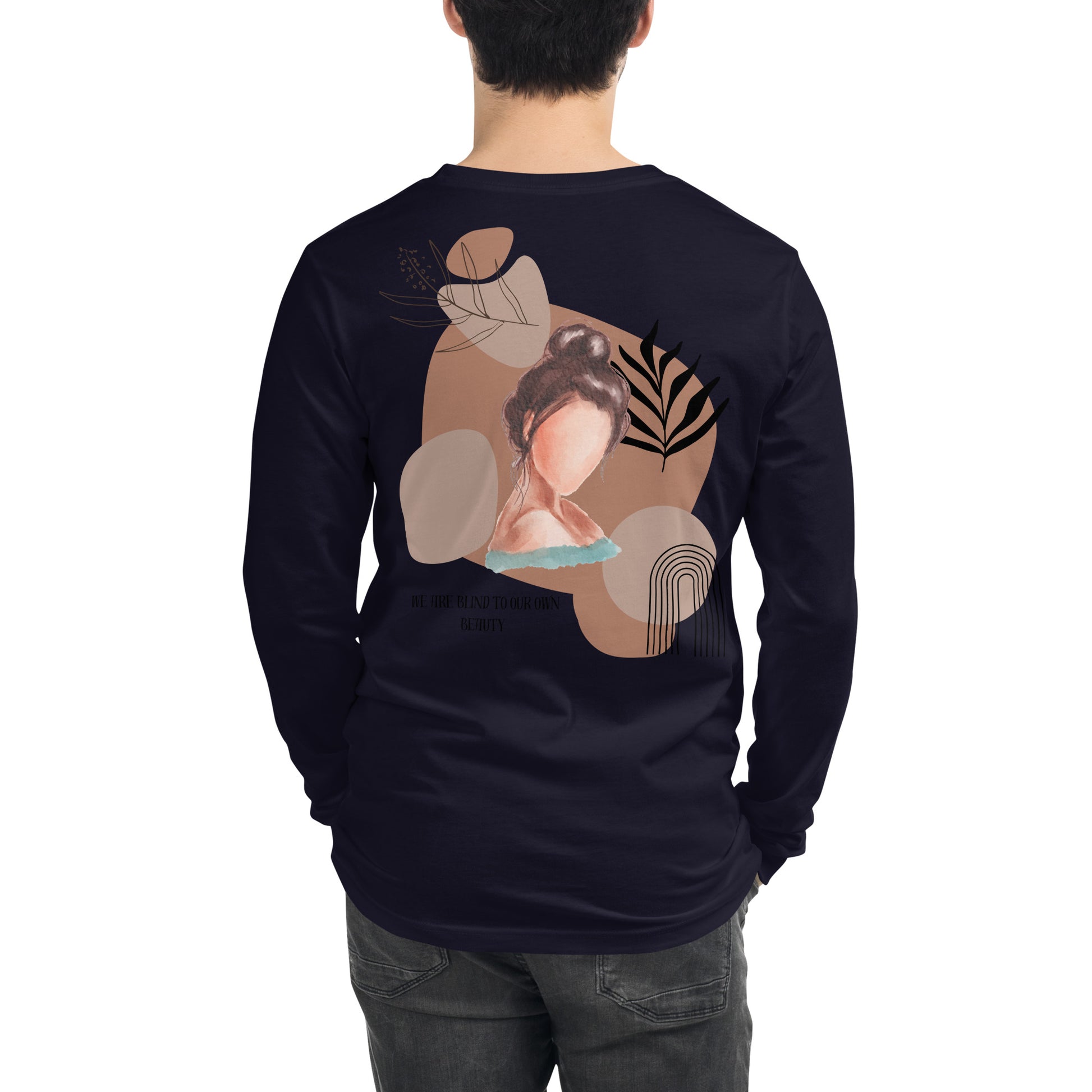 Blind Signal Long Sleeve Shirt - Left Placement 39 image 7: Maroon version, size XS with back view of the We Are Blind range.