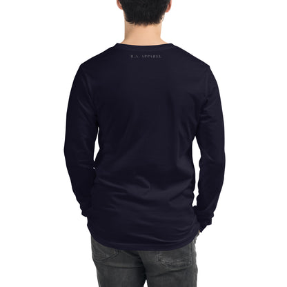 Focusline Long Sleeve Shirt - Left Placement by R.A. Apparel, image 8, back view, Black, size S, left placement.