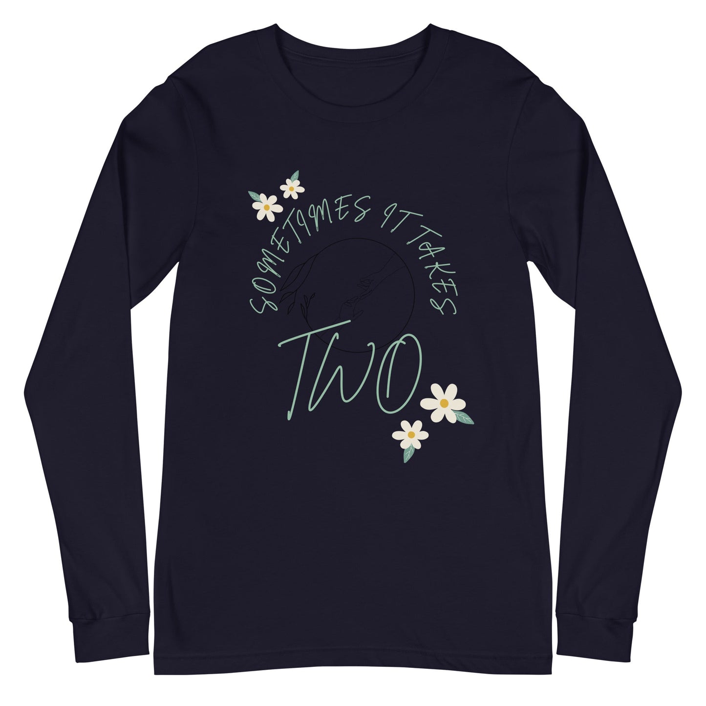 Duet Long Sleeve Shirt - Left Placement image 3: Black Heather version, size M with front view of the It Takes Two range.