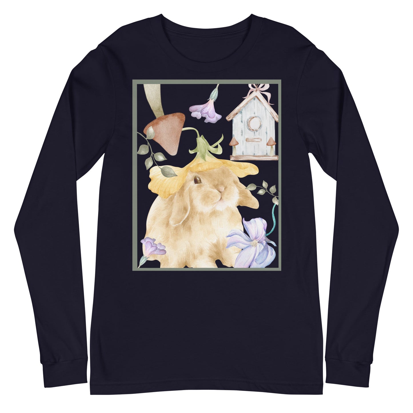 Meadow Club Long Sleeve Shirt - Left Placement by R.A. Apparel, image 3, front view, Black Heather, size M, left placement.
