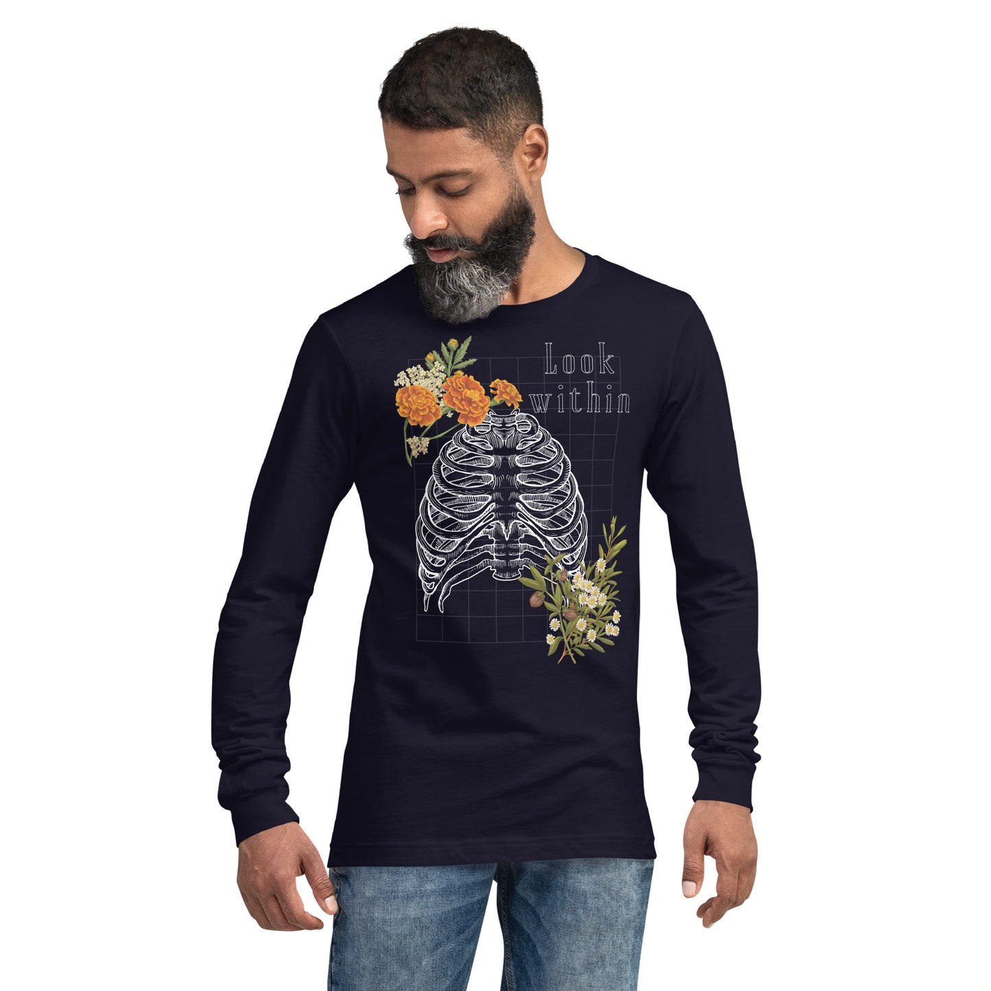 Innerline Long Sleeve Shirt - Left Placement by R.A. Apparel, image 9, front view, Black, size M, left placement.