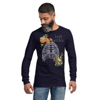 Innerline Long Sleeve Shirt - Left Placement by R.A. Apparel, image 9, front view, Black, size M, left placement.