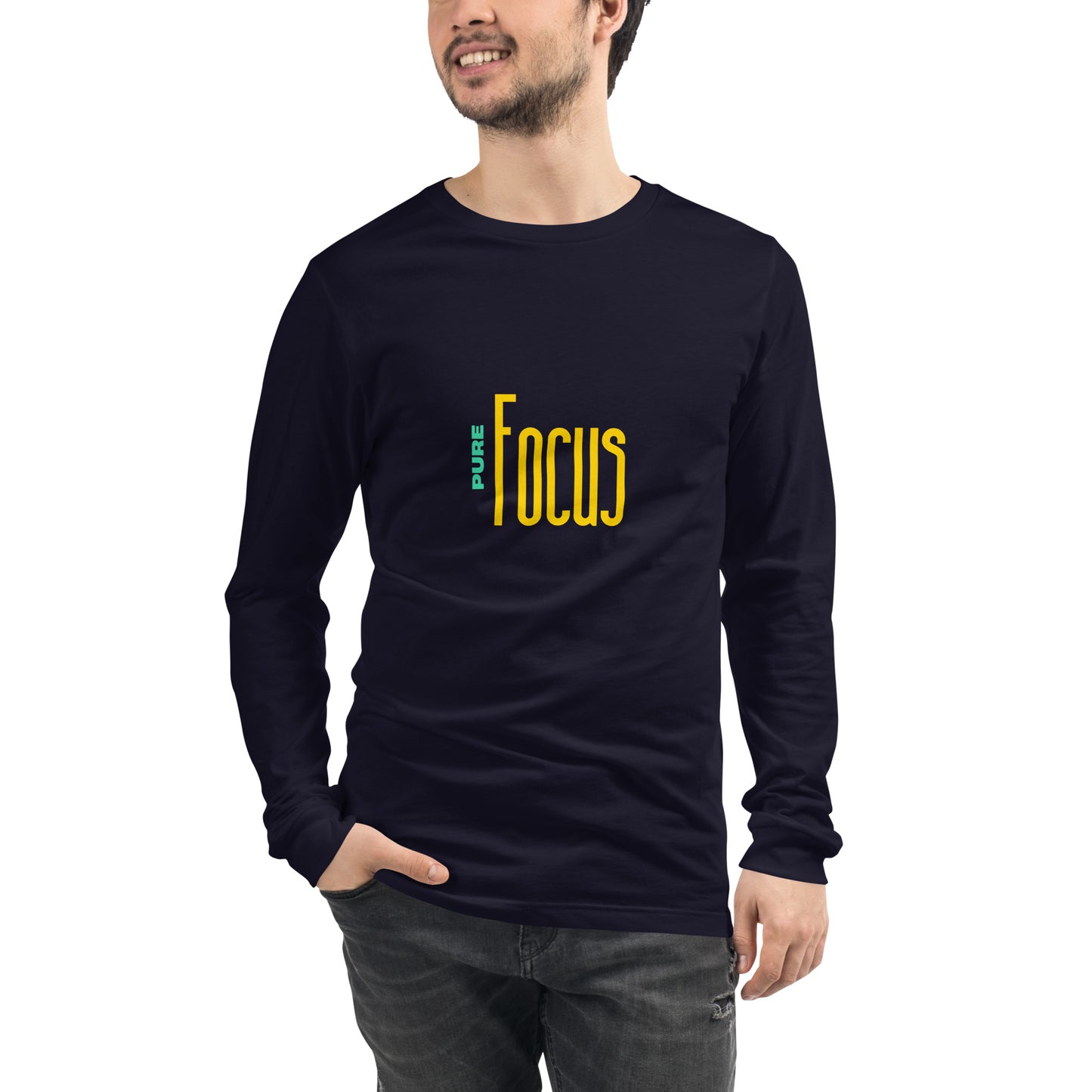Focusline Long Sleeve Shirt - Left Placement product image 7 in Black, size XS, with front view and left placement.
