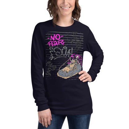 Fearless Long Sleeve Shirt - Left Placement image 17: Navy version, size XL with front view of the No Fear range.