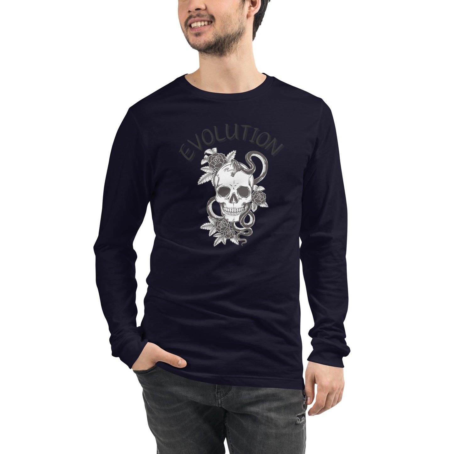 Image 25 of Red Evolution Long Sleeve Shirt - Left Placement, size XL, with Evolution artwork visible in front view.