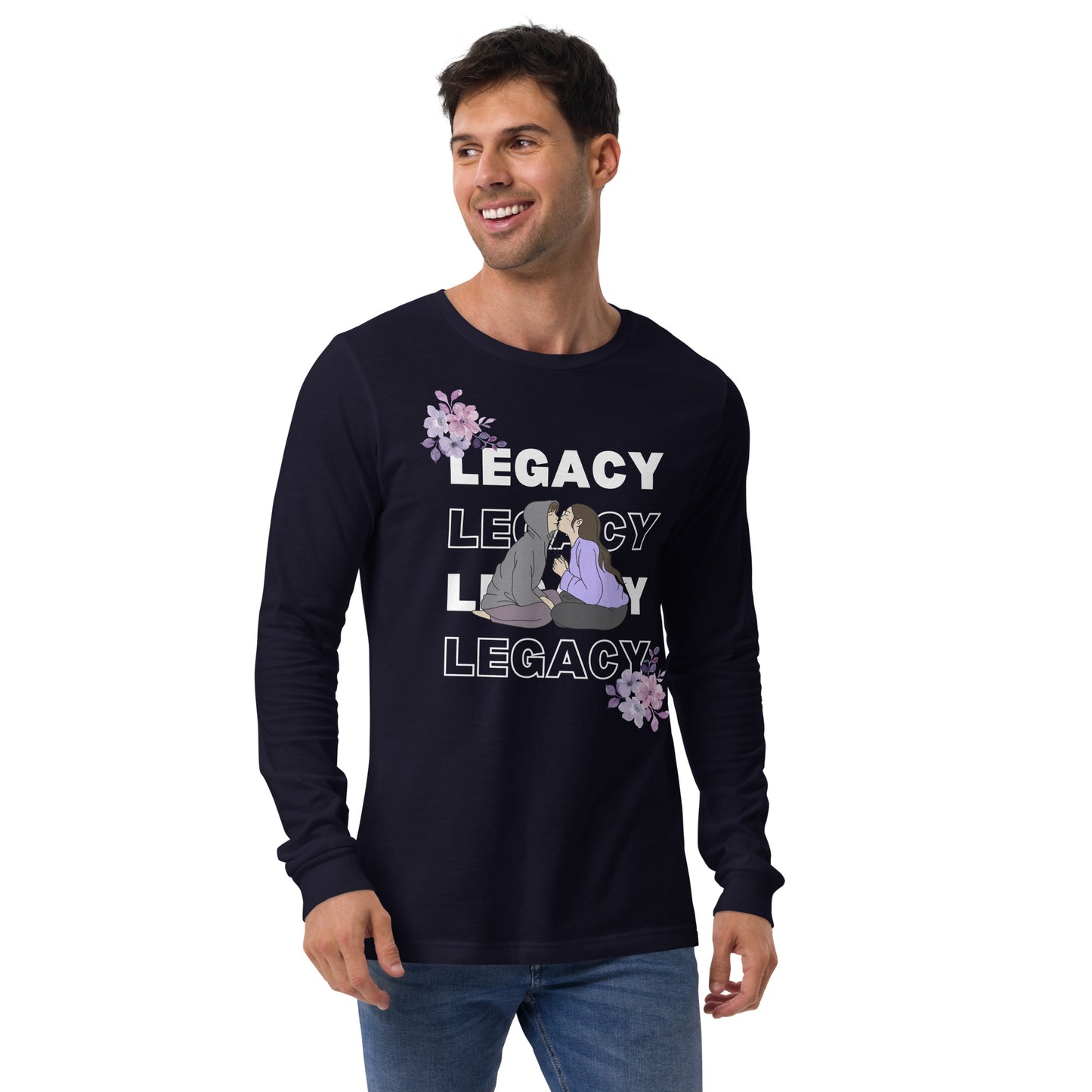 Heirloom Long Sleeve Shirt - Left Placement by R.A. Apparel, image 9, front view, Black, size L, left placement.