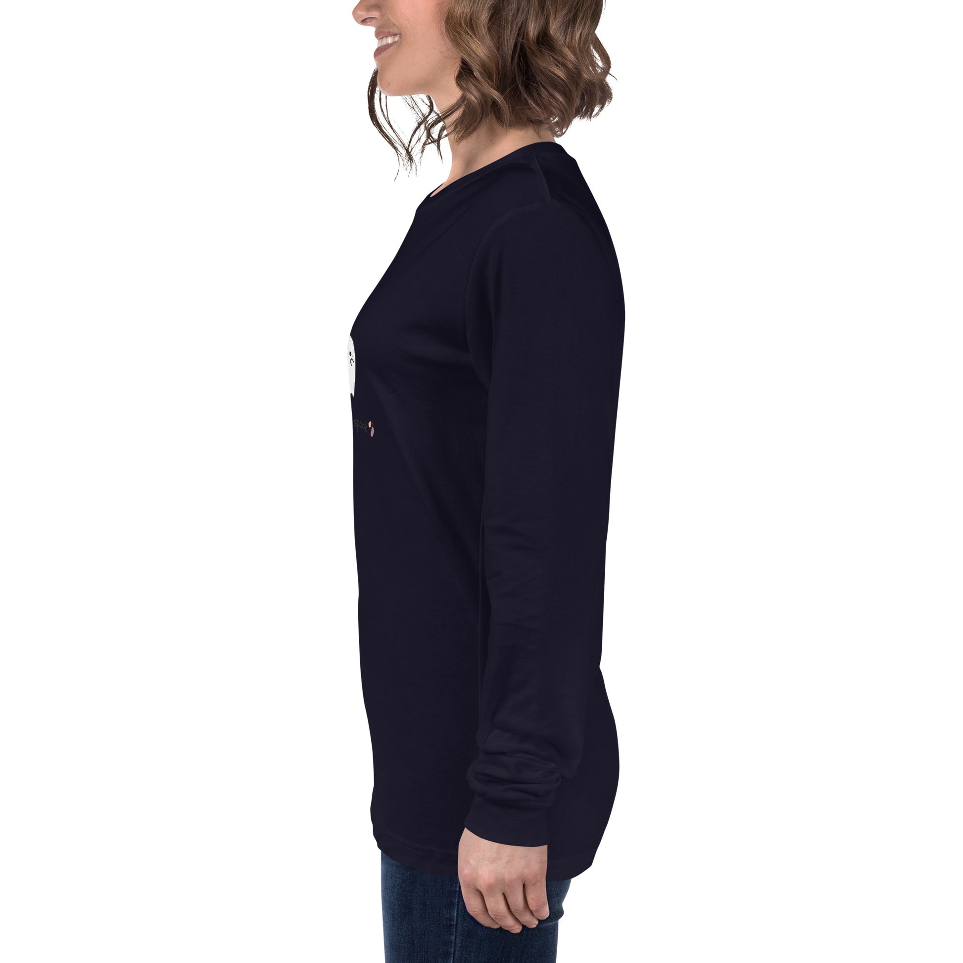 Cute Haunt Long Sleeve Shirt - Left Placement by R.A. Apparel, image 27, left-side angle, Heather Forest, size S, left placement.