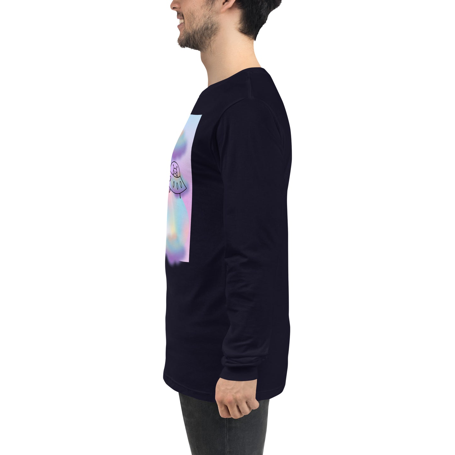 Sprinkle Theory Long Sleeve Shirt - Left Placement image 27 in Heather Forest, size S, showing left-side angle for the You're the Sprinkle to My Cupcake design.