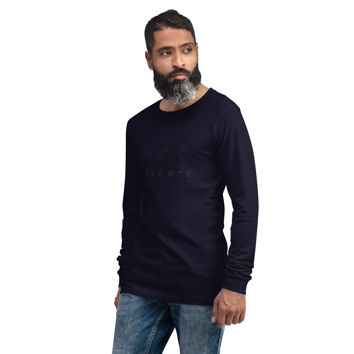 Growthline Long Sleeve Shirt - Left Placement by R.A. Apparel, image 19, front view, left-side angle, Maroon, size L, left placement.