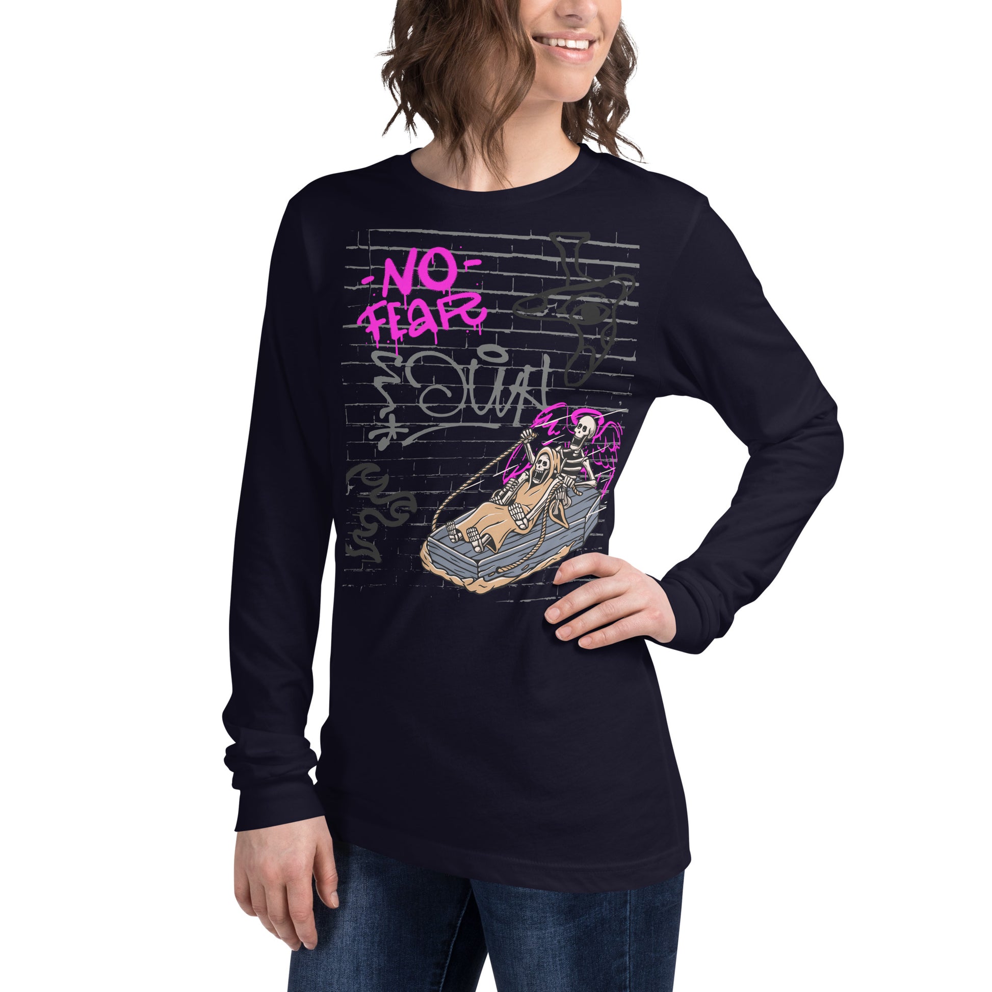 Fearless Long Sleeve Shirt - Left Placement product image 19 in Maroon, size XS, with front view, left-side angle and left placement.