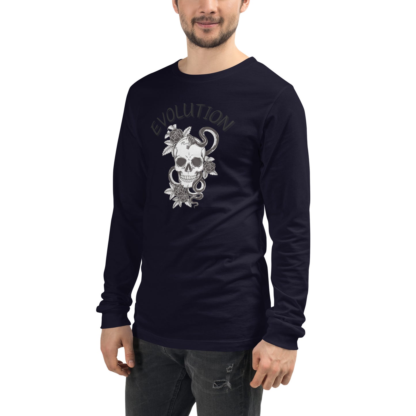Evolution Long Sleeve Shirt - Left Placement image 29: Heather Forest version, size L with front view, left-side angle of the Evolution range.