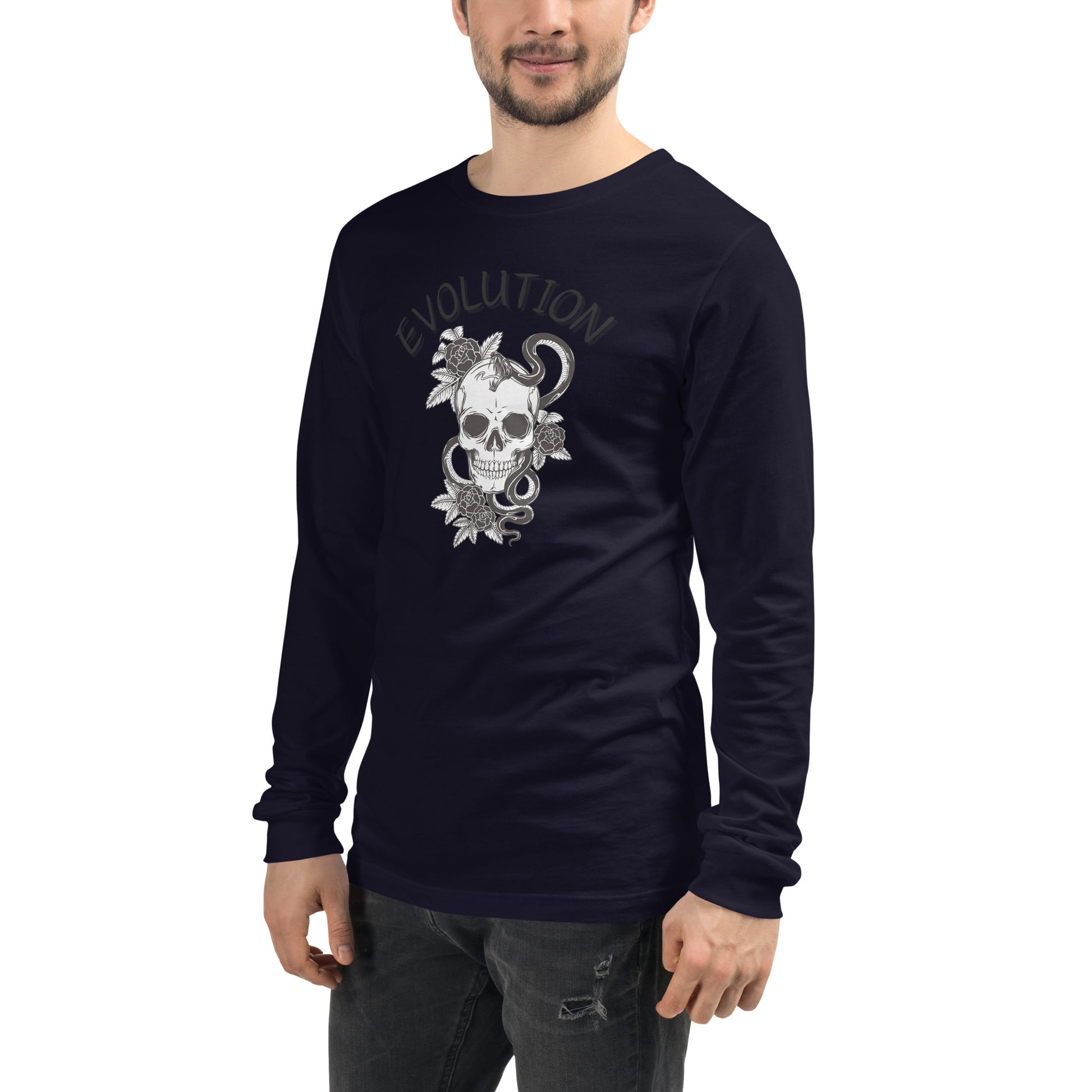Evolution Long Sleeve Shirt - Left Placement image 29: Heather Forest version, size L with front view, left-side angle of the Evolution range.