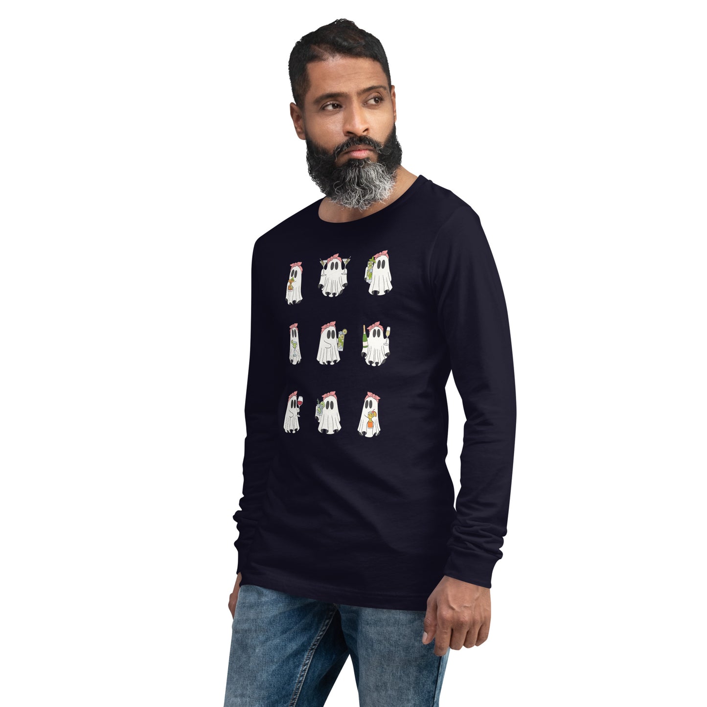 Little Haunts Long Sleeve Shirt - Left Placement by R.A. Apparel, image 19, front view, left-side angle, Maroon, size L, left placement.