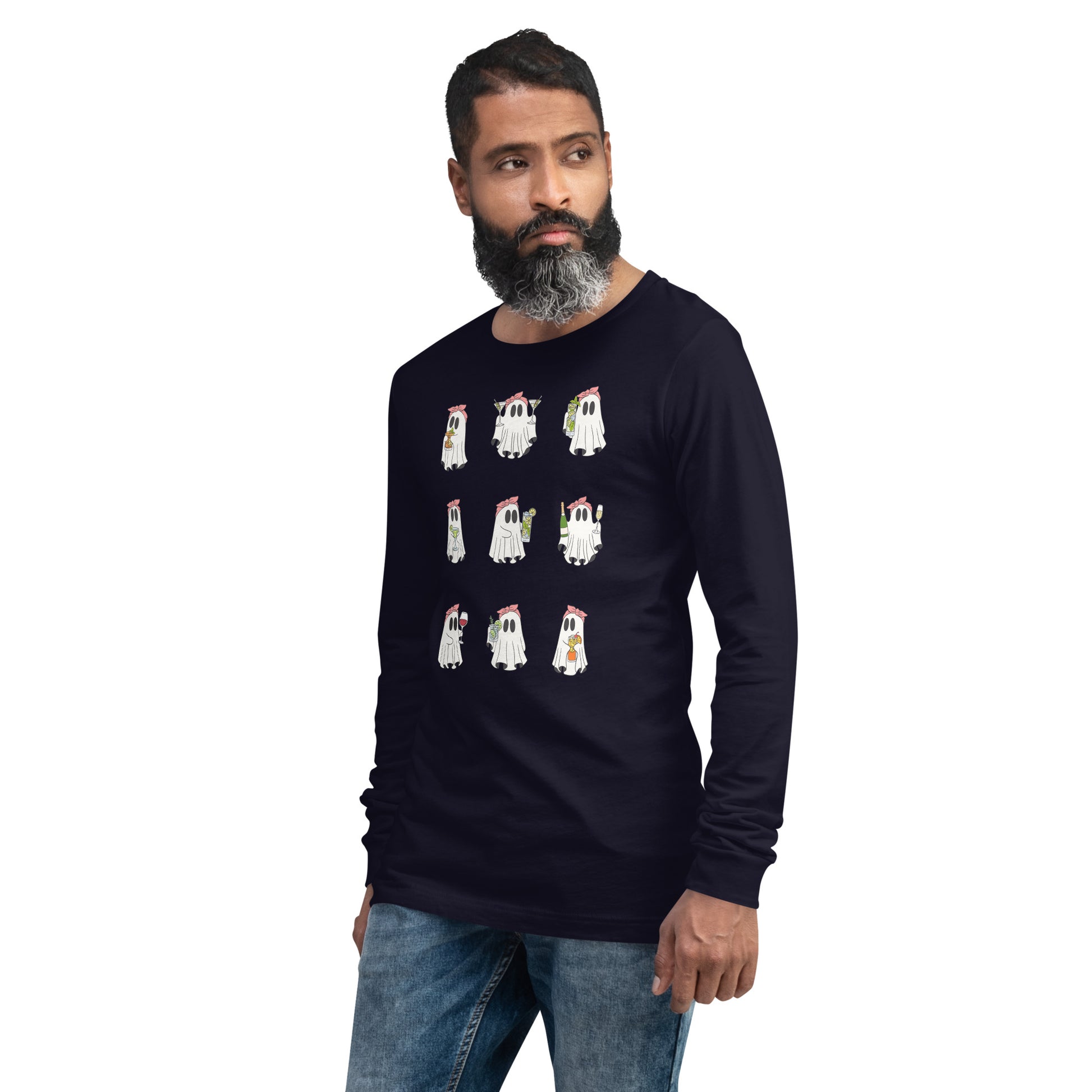 Little Haunts Long Sleeve Shirt - Left Placement by R.A. Apparel, image 19, front view, left-side angle, Maroon, size L, left placement.