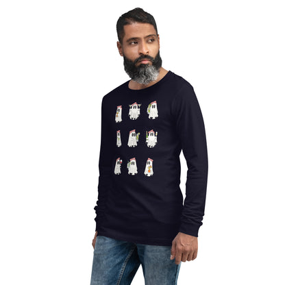 Little Haunts Long Sleeve Shirt - Left Placement by R.A. Apparel, image 19, front view, left-side angle, Maroon, size L, left placement.