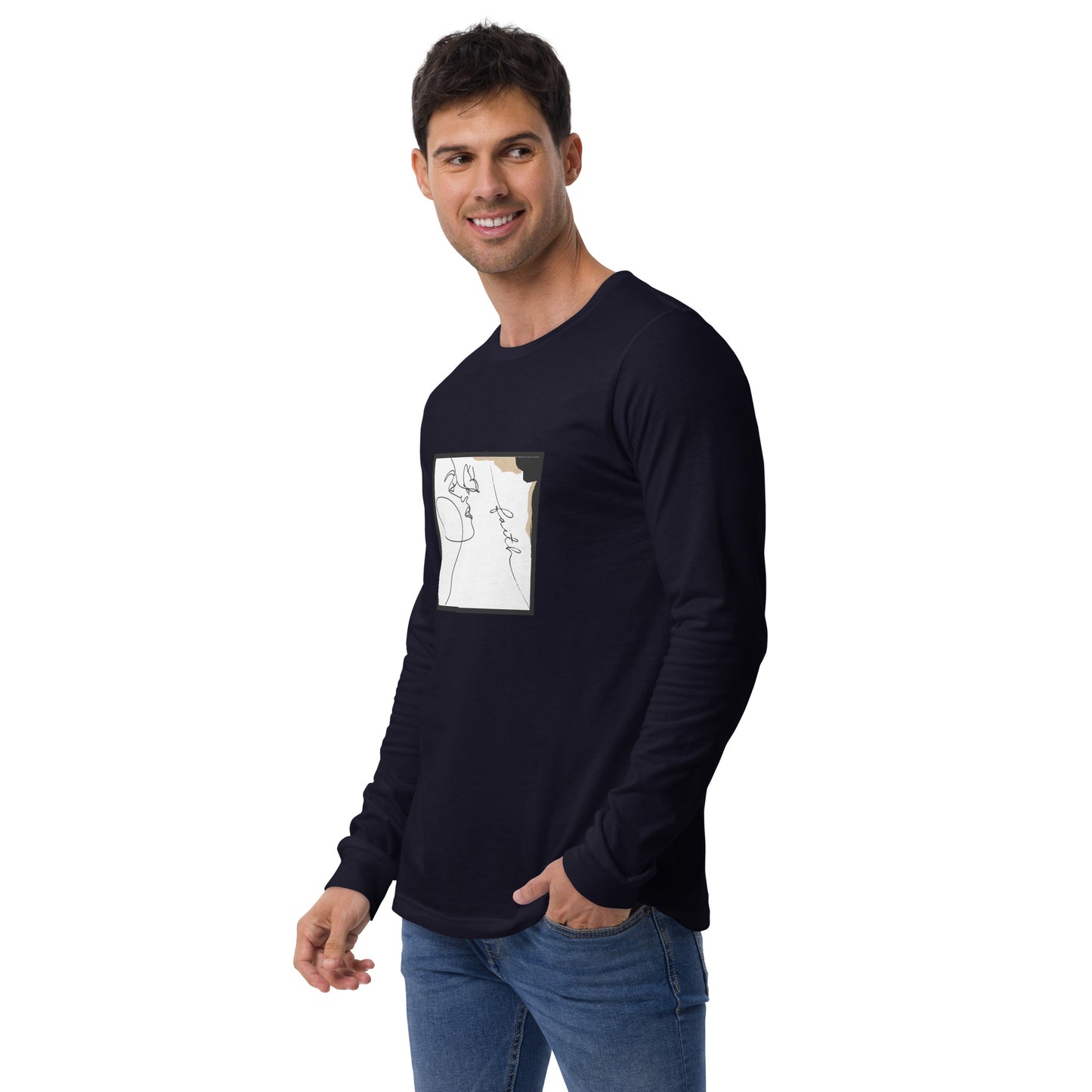 Faithline Long Sleeve Shirt - Left Placement image 10 in Black, size XL, showing front view, left-side angle for the Faith design.