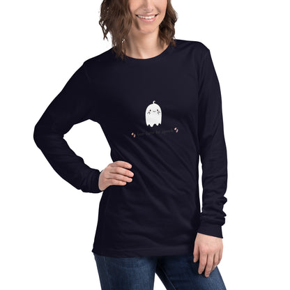 Cute Haunt Long Sleeve Shirt - Left Placement image 30 in Heather Forest, size XL, showing front view, right-side angle for the Too Cute to Spook design.