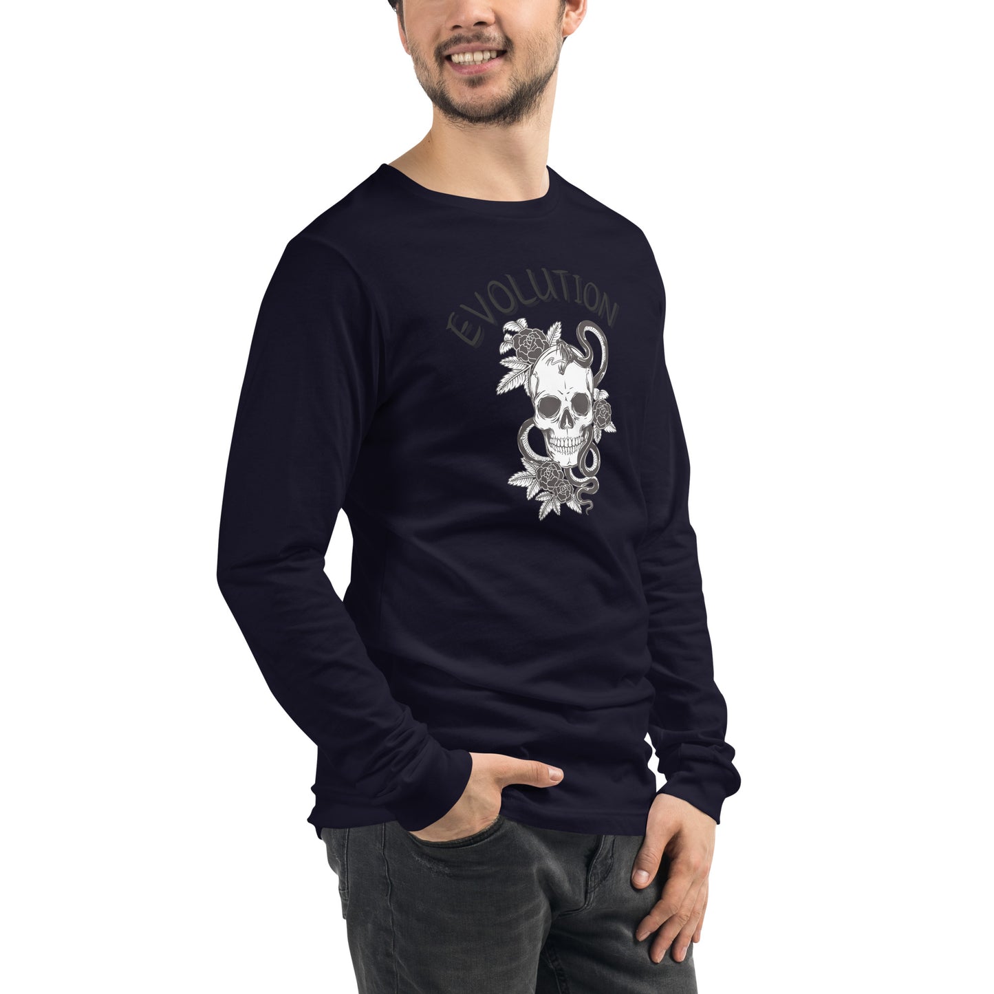 Evolution Long Sleeve Shirt - Left Placement by R.A. Apparel, image 30, front view, right-side angle, Heather Forest, size XL, left placement.