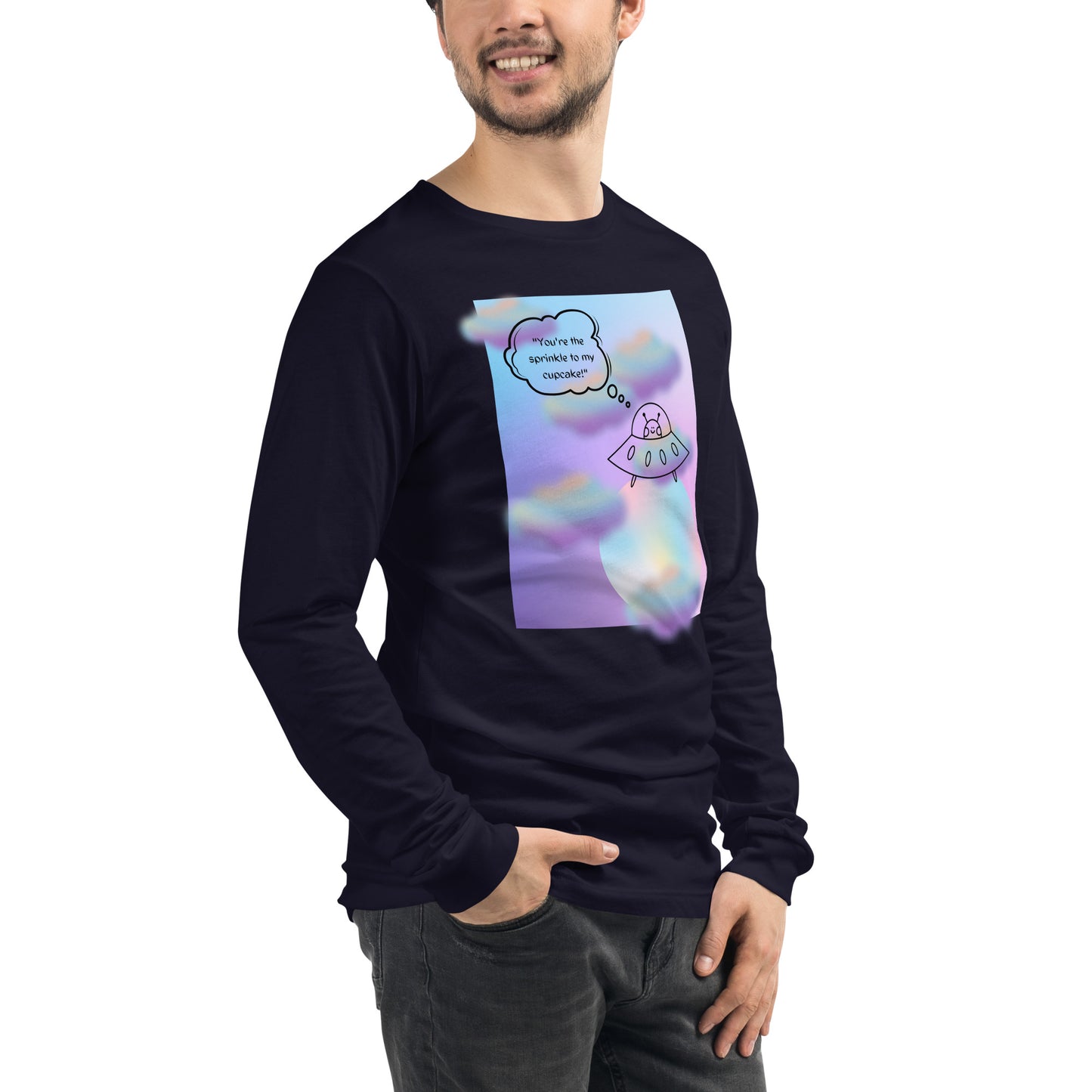 Sprinkle Theory Long Sleeve Shirt - Left Placement product image 30 in Heather Forest, size XL, with front view, right-side angle and left placement.