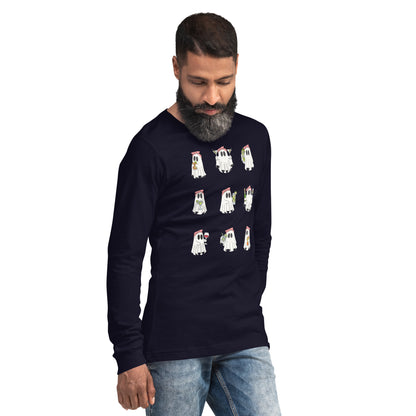 Little Haunts Long Sleeve Shirt - Left Placement image 20 in Maroon, size XL, showing front view, right-side angle for the Ghosties 1 design.