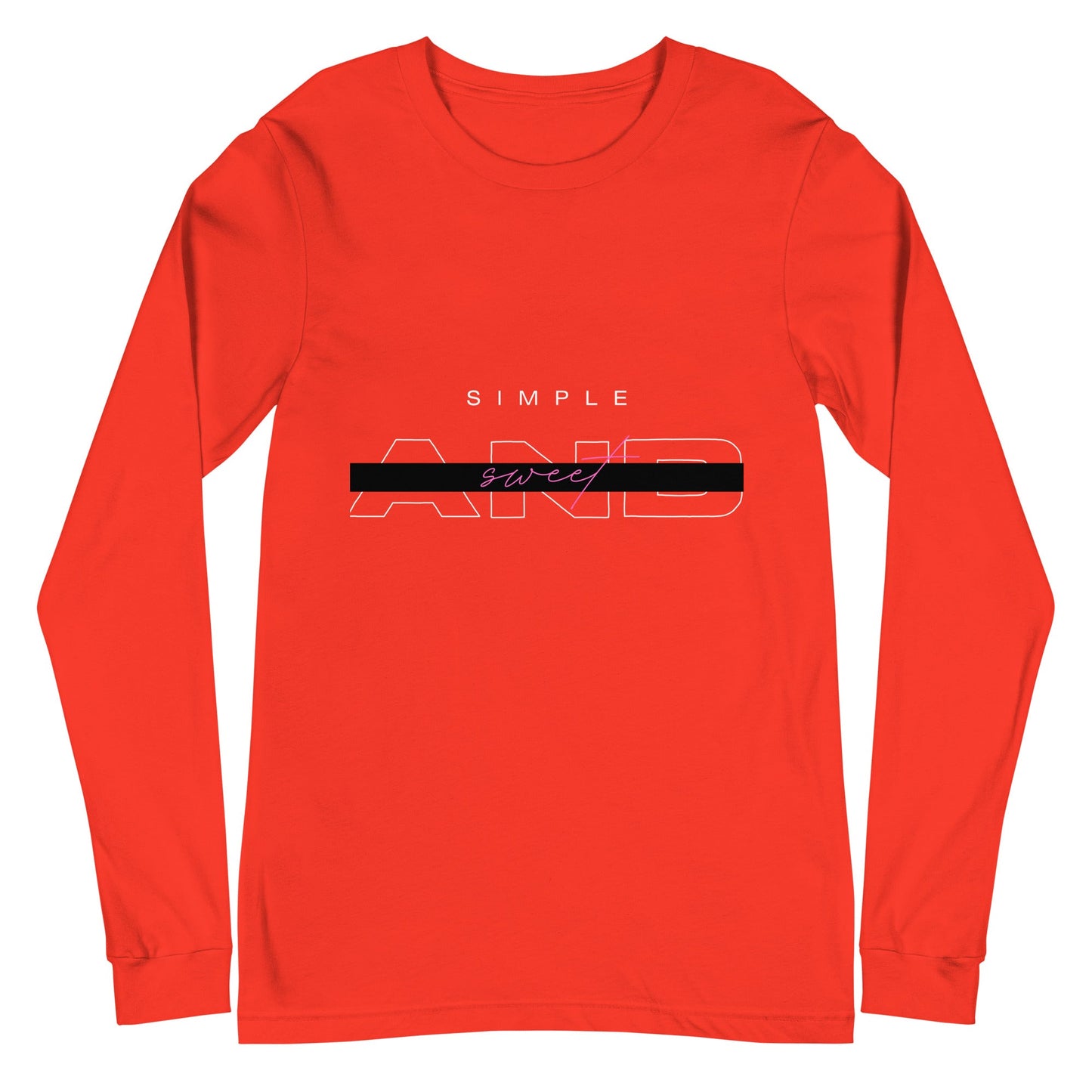 Image 12 of Black Sweet Minimal Long Sleeve Shirt - Left Placement, size 2XL, with Simple and Sweet artwork visible in front view.
