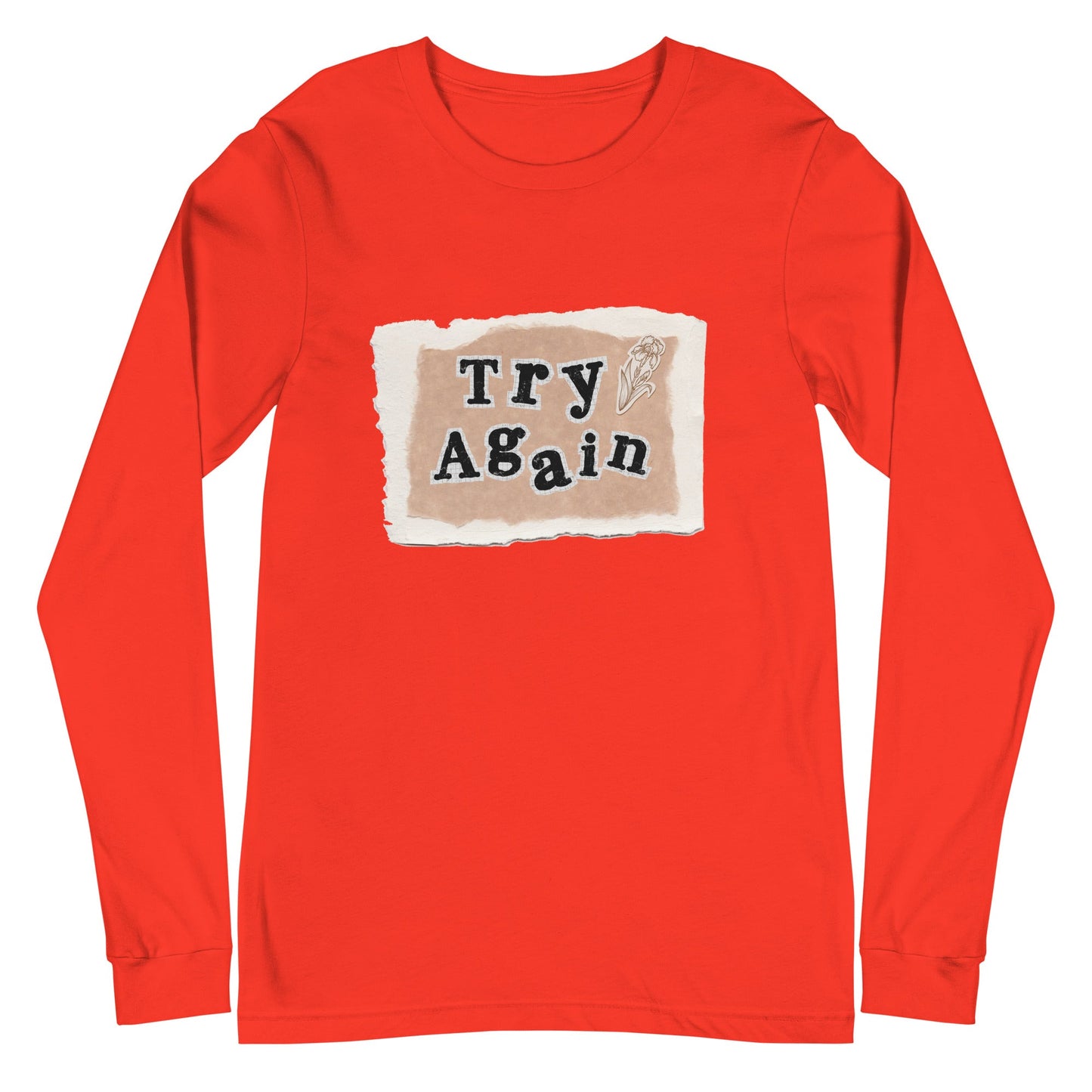 Image 11 of Black Retry Long Sleeve Shirt - Left Placement, size XL, with Try Again artwork visible in front view.