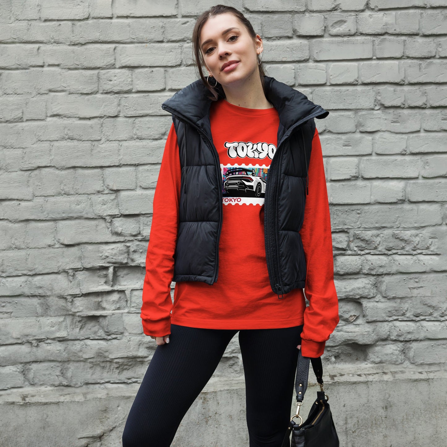 Tokyo Signal Long Sleeve Shirt - Left Placement by R.A. Apparel, image 11, front view, Black, size XL, left placement.