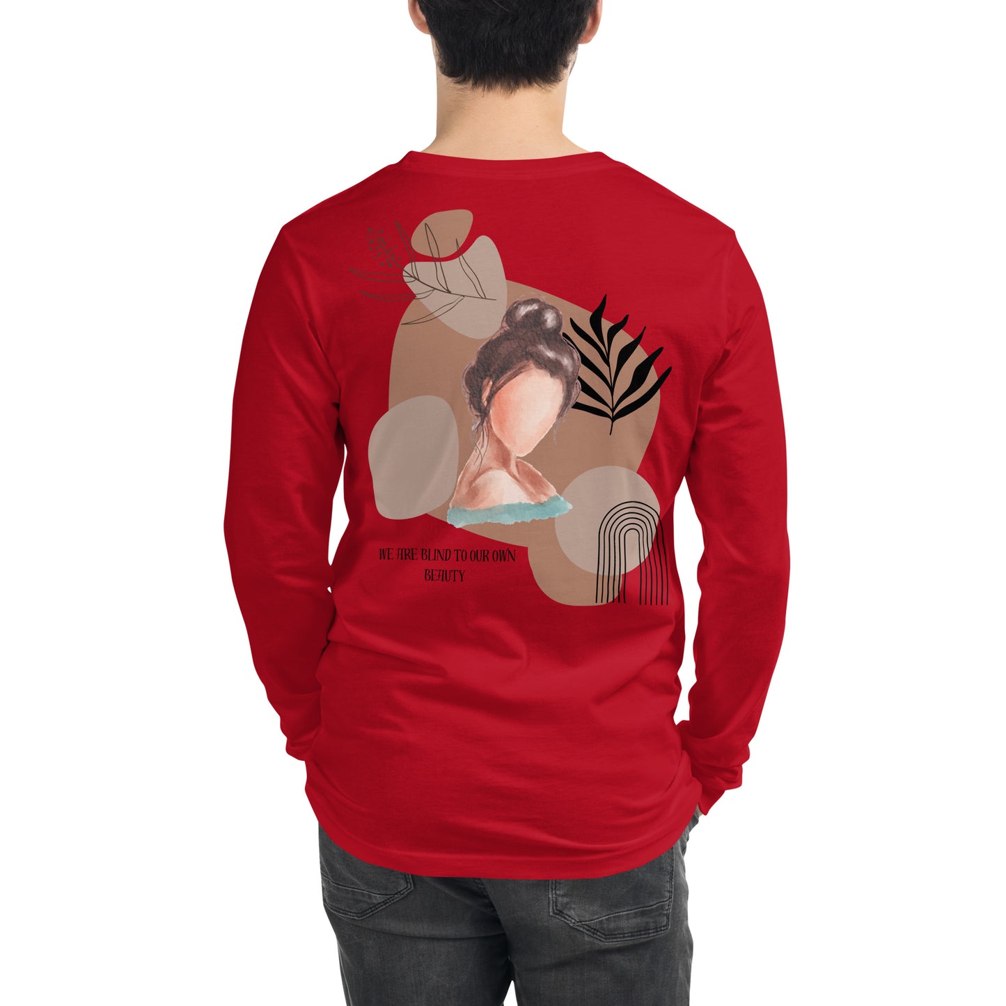 Blind Signal Long Sleeve Shirt - Left Placement 39 image 9 in Maroon, size M, showing back view for the We Are Blind design.