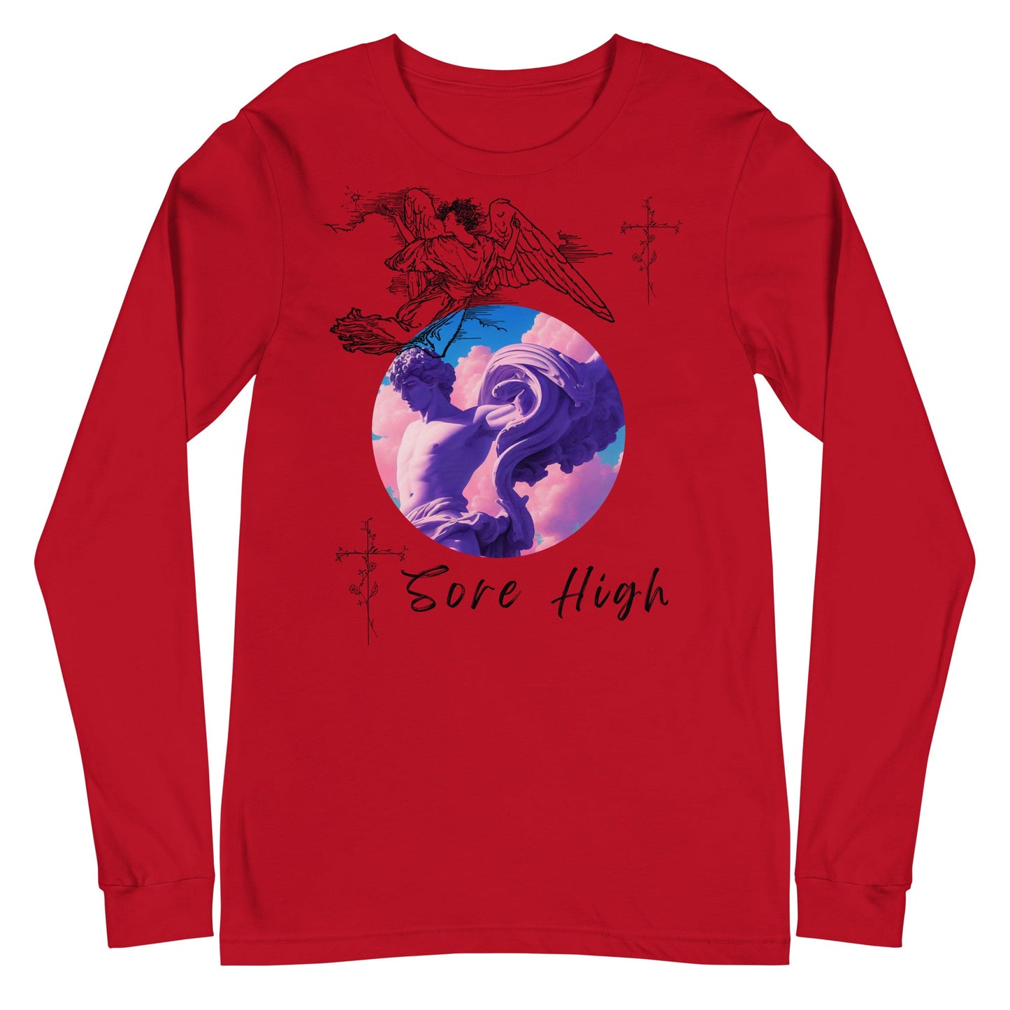 Skyborne Long Sleeve Shirt - Left Placement by R.A. Apparel, image 5, front view, Black Heather, size XL, left placement.