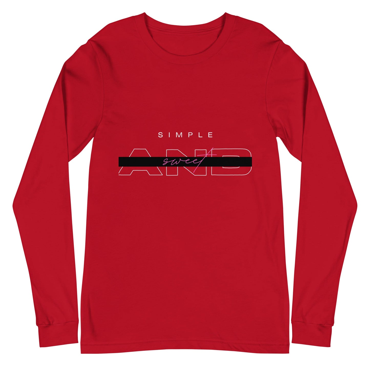 Image 6 of Black Heather Sweet Minimal Long Sleeve Shirt - Left Placement, size 2XL, with Simple and Sweet artwork visible in front view.