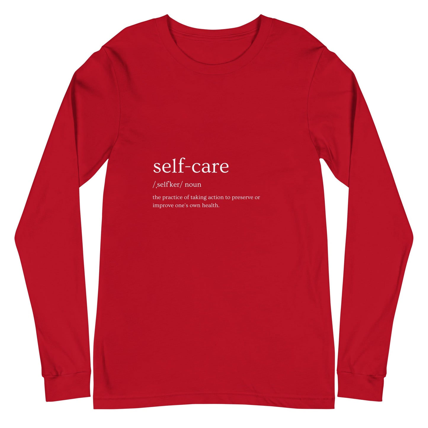 Self Ritual Long Sleeve Shirt - Left Placement image 5: Black Heather version, size XL with front view of the Self Care range.