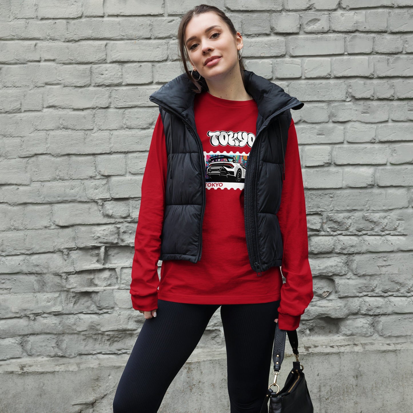 Image 5 of Black Heather Tokyo Signal Long Sleeve Shirt - Left Placement, size XL, with Tokyo artwork visible in front view.