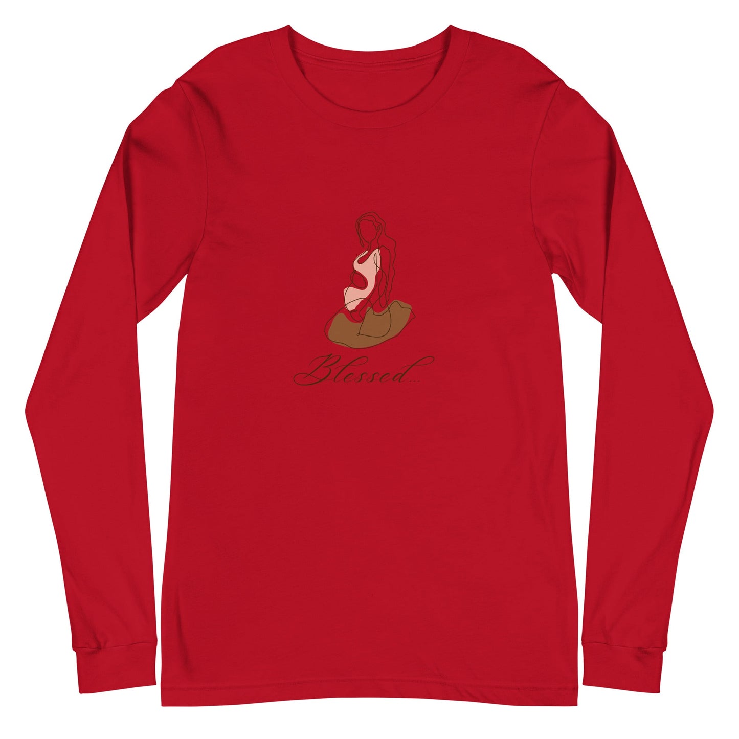 Grace Mark Long Sleeve Shirt - Left Placement image 5: Black Heather version, size XL with front view of the Blessed range.