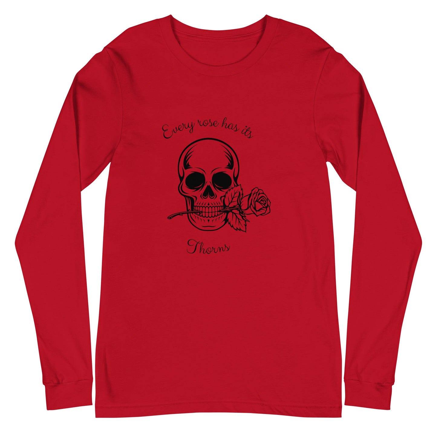 Image 3 of Navy Rose & Bone Long Sleeve Shirt - Left Placement, size M, with Skull and Rose artwork visible in front view.