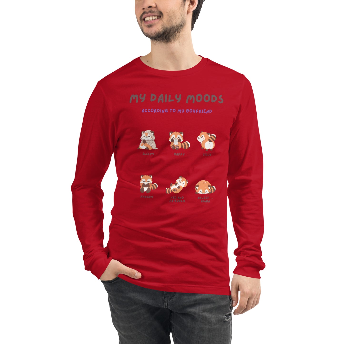Mood Diary Long Sleeve Shirt - Left Placement by R.A. Apparel, image 31, front view, Dark Grey Heather, size XS, left placement.