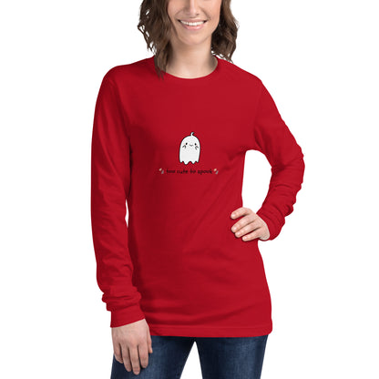 Cute Haunt Long Sleeve Shirt - Left Placement image 31 in Dark Grey Heather, size XS, showing front view for the Too Cute to Spook design.