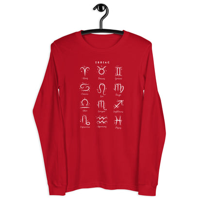 Astral Circle Long Sleeve Shirt - Left Placement image 11 in Black, size XL, showing front view for the Zodiac design.