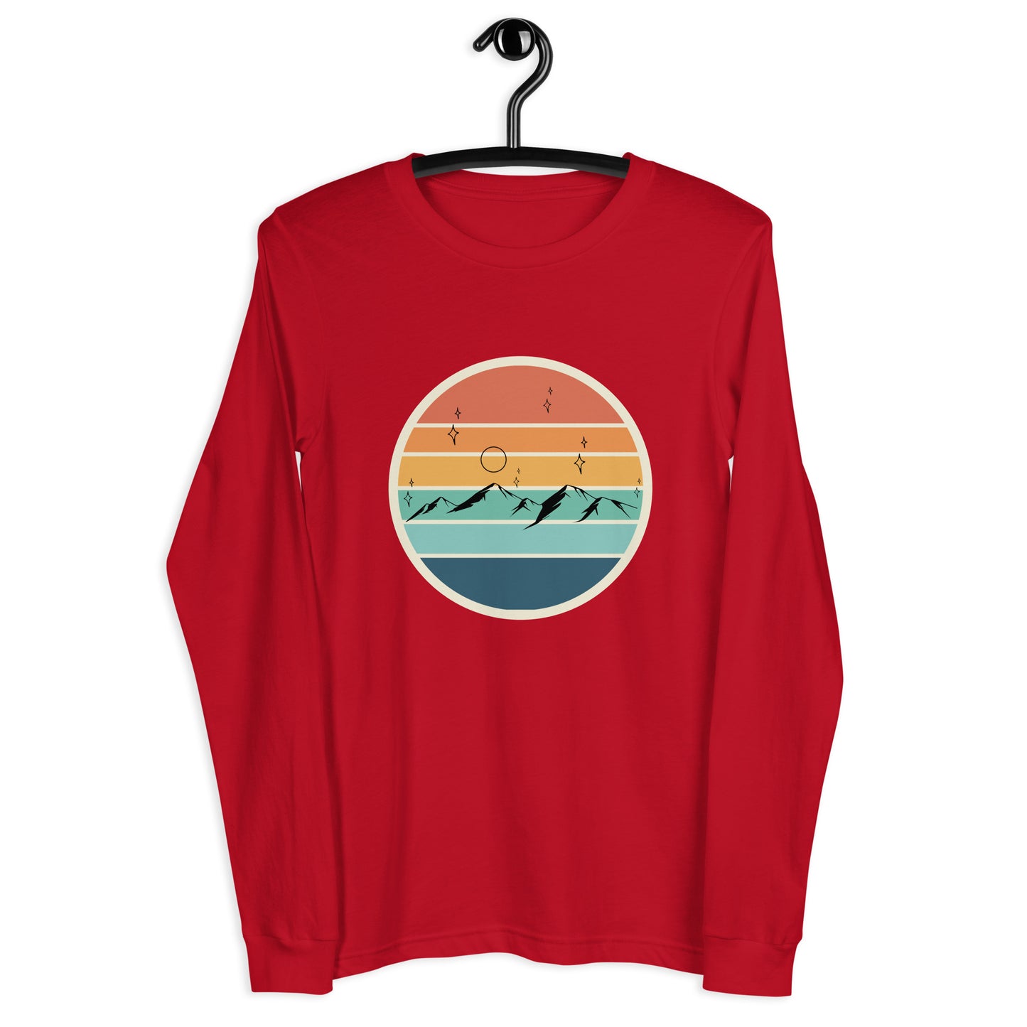 Summitline Long Sleeve Shirt - Left Placement image 11: Black version, size XL with front view of the Mountain Range range.