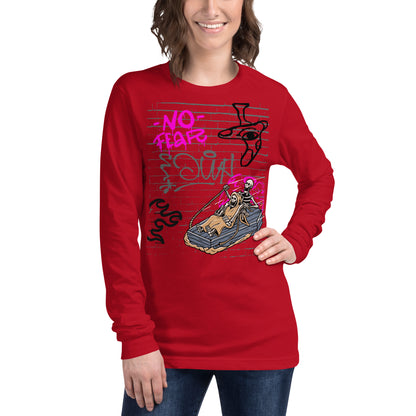 Fearless Long Sleeve Shirt - Left Placement by R.A. Apparel, image 21, front view, Maroon, size M, left placement.