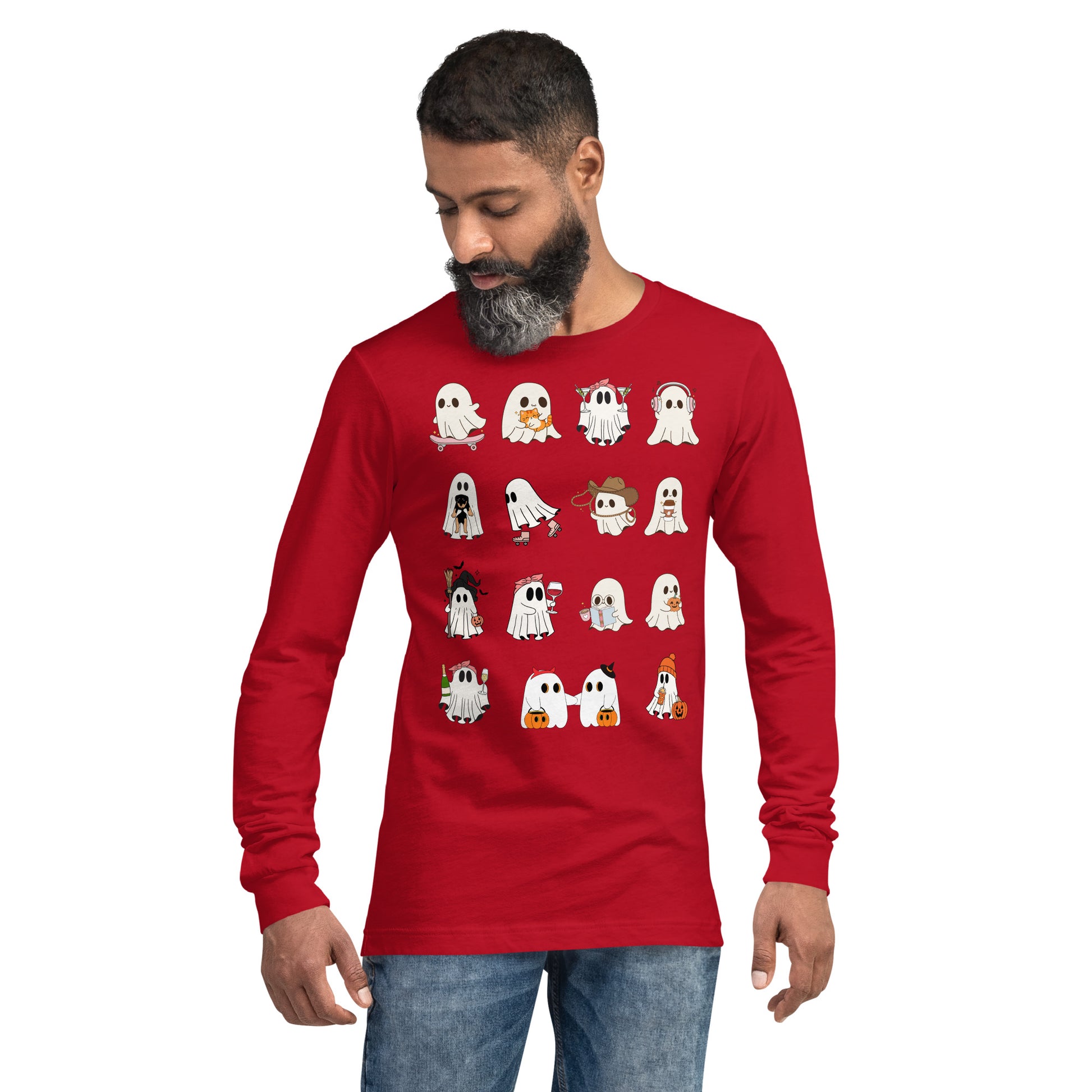 Image 21 of Red Spectral Long Sleeve Shirt - Left Placement, size XS, with Ghosts artwork visible in front view.
