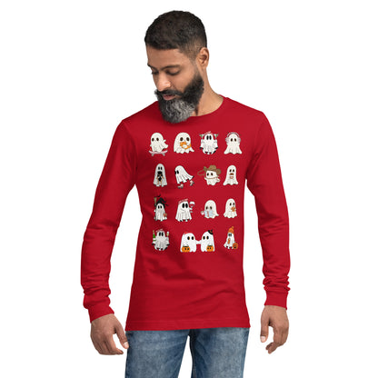 Image 21 of Red Spectral Long Sleeve Shirt - Left Placement, size XS, with Ghosts artwork visible in front view.